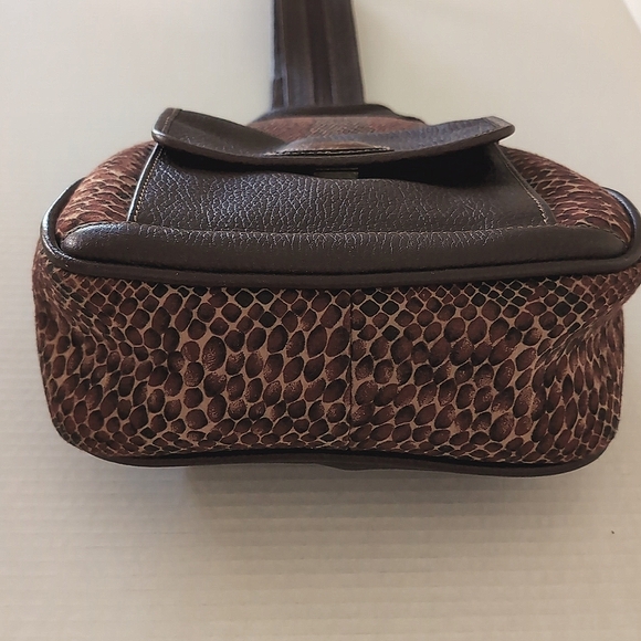 Antigua Leather Trim Backpack Brown Snakeskin Pattern - Picture 11 of 12